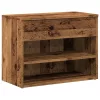 Antik fa színű szerelt fa cipőtároló pad 60 x 30 x 45 cm