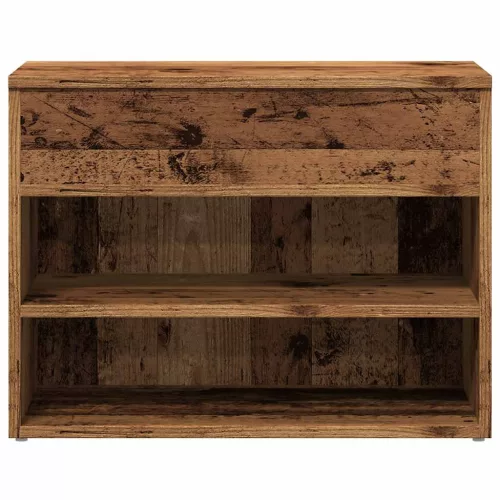 Antik fa színű szerelt fa cipőtároló pad 60 x 30 x 45 cm