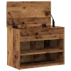 Antik fa színű szerelt fa cipőtároló pad 60 x 30 x 45 cm