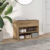 Kézműves tölgy színű szerelt fa cipőtároló pad 60 x 30 x 45 cm