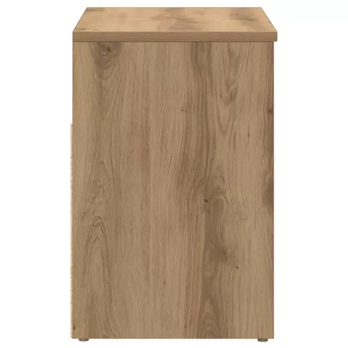 Kézműves tölgy színű szerelt fa cipőtároló pad 60 x 30 x 45 cm