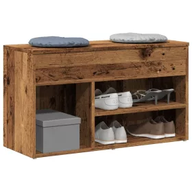   Antik fa színű szerelt fa cipőtároló pad 80 x 30 x 45 cm