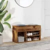 Antik fa színű szerelt fa cipőtároló pad 80 x 30 x 45 cm
