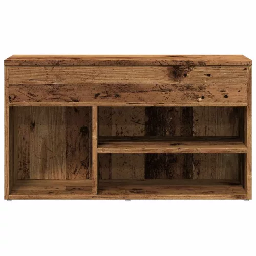 Antik fa színű szerelt fa cipőtároló pad 80 x 30 x 45 cm