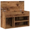 Antik fa színű szerelt fa cipőtároló pad 80 x 30 x 45 cm