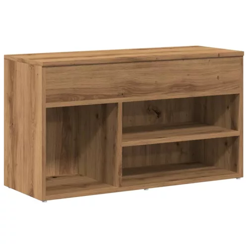 Kézműves tölgy színű szerelt fa cipőtároló pad 80 x 30 x 45 cm