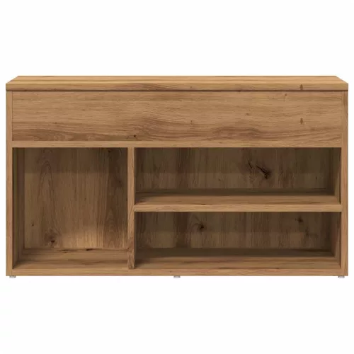 Kézműves tölgy színű szerelt fa cipőtároló pad 80 x 30 x 45 cm