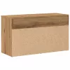 Kézműves tölgy színű szerelt fa cipőtároló pad 80 x 30 x 45 cm