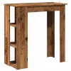 Antik fa színű szerelt fa bárasztal polccal 102x50x103,5 cm