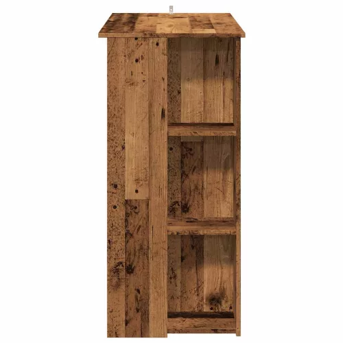 Antik fa színű szerelt fa bárasztal polccal 102x50x103,5 cm