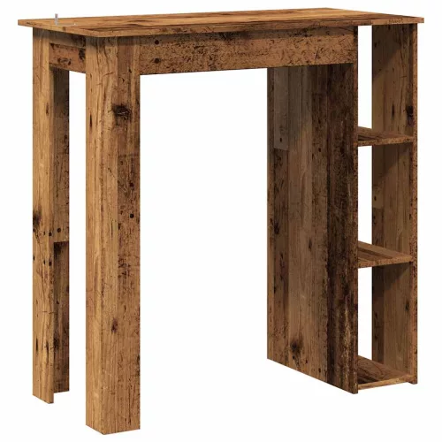 Antik fa színű szerelt fa bárasztal polccal 102x50x103,5 cm