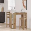 Kézműves tölgy szerelt fa bárasztal polccal 102x50x103,5 cm