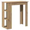 Kézműves tölgy szerelt fa bárasztal polccal 102x50x103,5 cm