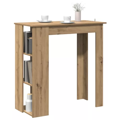 Kézműves tölgy szerelt fa bárasztal polccal 102x50x103,5 cm