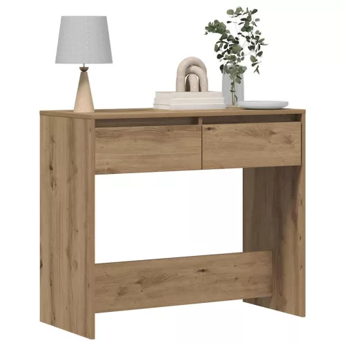 Kézműves tölgy színű szerelt fa dohányzóasztal 89x41x76,5 cm