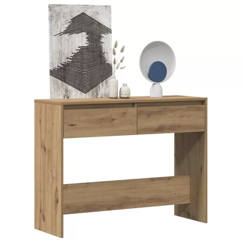 Kézműves tölgy színű szerelt fa dohányzóasztal 100x35x76,5 cm