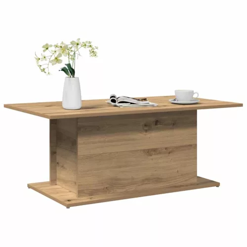 Kézműves tölgy színű szerelt fa dohányzóasztal 102x55,5x40 cm