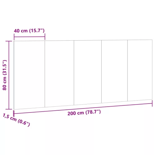 Antik fa színű szerelt fa ágyfejtámla 200x1,5x80 cm