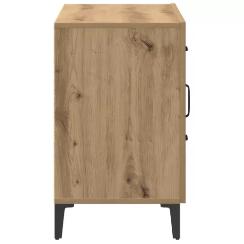 Kézműves tölgy színű szerelt fa tálalószekrény 100 x 36 x 60 cm
