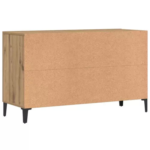 Kézműves tölgy színű szerelt fa tálalószekrény 100 x 36 x 60 cm