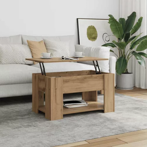 Dohányzóasztal kézműves tölgy szerelt fa 79 x 49 x 41 cm