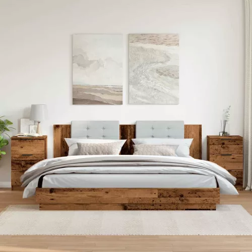 2 db antik fa színű szerelt fa éjjeliszekrény 40 x 36 x 65 cm