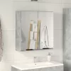 Fürdőszobai tükörszekrény betonszürke 64x20x66,5 cm műfa