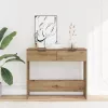 Kézműves tölgy színű szerelt fa dohányzóasztal 90x36x75 cm