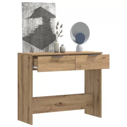 Kézműves tölgy színű szerelt fa dohányzóasztal 90x36x75 cm