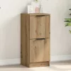 Kézműves tölgy színű szerelt fa tálalószekrény 30 x 30 x 70 cm