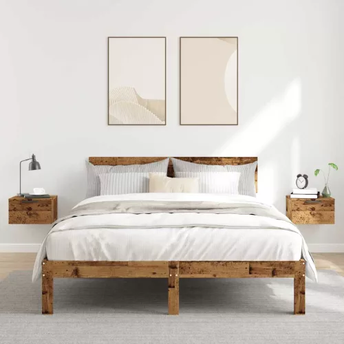 2 db antik fa színű falra szerelhető éjjeliszekrény 34x30x20 cm