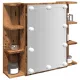 Antik fa tükrös szekrény LED-ekkel 70 x 16,5 x 60 cm