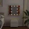 Antik fa tükrös szekrény LED-ekkel 70 x 16,5 x 60 cm