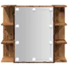 Antik fa tükrös szekrény LED-ekkel 70 x 16,5 x 60 cm