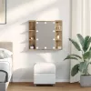 Kézműves tölgy tükrös szekrény LED-ekkel 70 x 16,5 x 60 cm