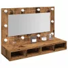 Antik fa tükrös szekrény LED-ekkel 90x31,5x62 cm