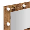 Antik fa tükrös szekrény LED-ekkel 90x31,5x62 cm
