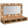 Artisan tölgyfa tükrös szekrény LED-del 90x31,5x62 cm