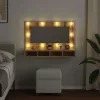 Artisan tölgyfa tükrös szekrény LED-del 90x31,5x62 cm