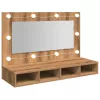 Artisan tölgyfa tükrös szekrény LED-del 90x31,5x62 cm