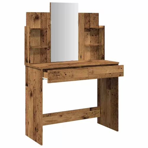 Öltözőasztal tükörrel régi fa 96x39x142 cm