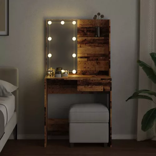 Antik fa fésülködőasztal LED-del 74,5 x 40 x 141 cm