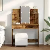 Antik fa színű fésülködőasztal LED-del 96x40x142 cm