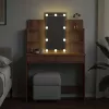 Kézműves tölgy színű fésülködőasztal LED-del 96x40x142 cm