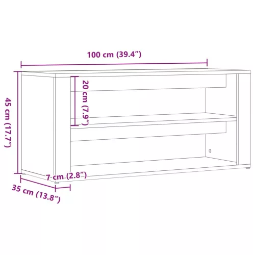Antik fa színű szerelt fa cipőtároló pad 100 x 35 x 45 cm