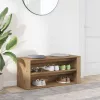 Kézműves tölgy színű szerelt fa cipőtároló pad 100 x 35 x 45 cm