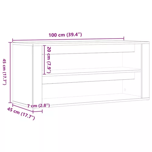 Kézműves tölgy színű szerelt fa cipőtároló pad 100 x 35 x 45 cm