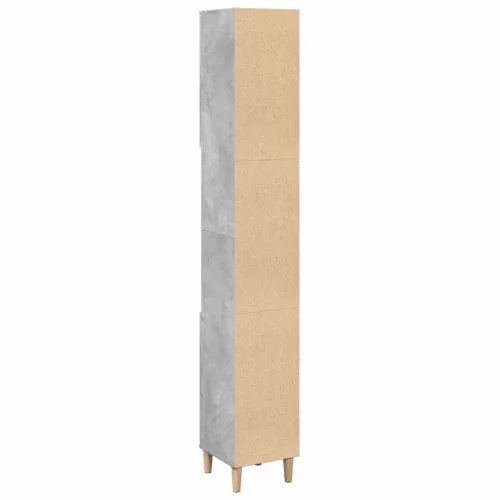 Betonszürke szerelt fa fürdőszobaszekrény 30 x 30 x 190 cm