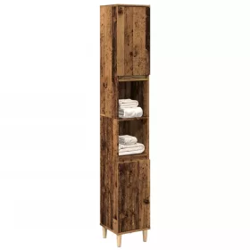   Antik fa színű szerelt fa fürdőszobaszekrény 30 x 30 x 190 cm