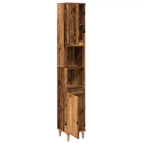 Antik fa színű szerelt fa fürdőszobaszekrény 30 x 30 x 190 cm